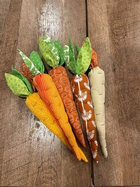 Handmade Fabric Carrot Bundle - Orange, Yellow & Cream Home Accent